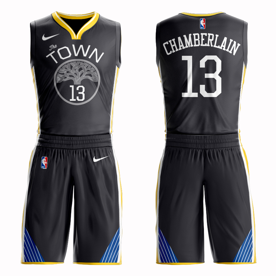 Men 2019 NBA Nike Golden State Warriors 13 Chamberlain black Customized jersey